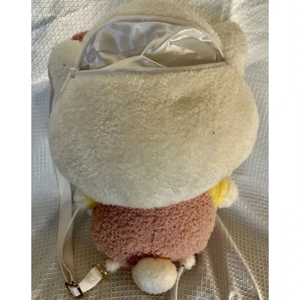Sanrio Hello Kitty Plush Backpack Pink Yellow Adjustable Straps‎ Inside Pocket